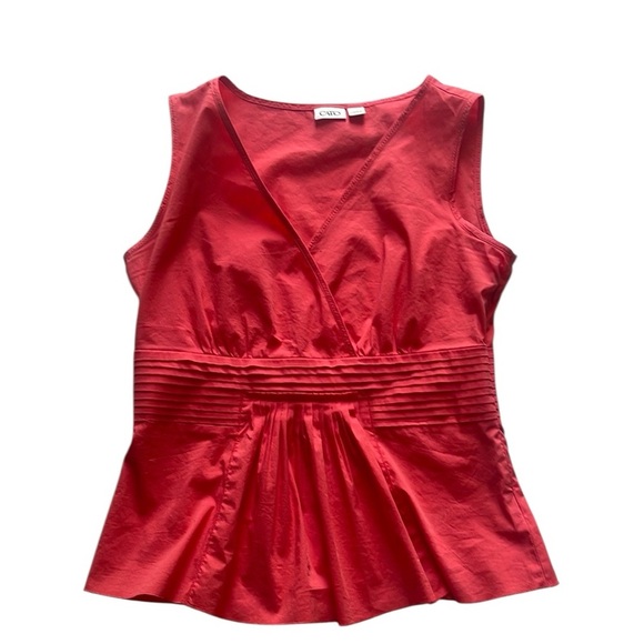 Cato Orange Red Sleeveless Wrap Blouse - Picture 1 of 4